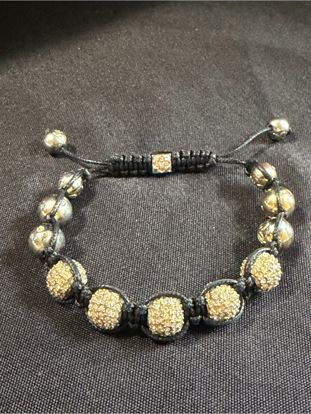 Gold Pavé Bead Macramé Bracelet